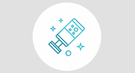 Stylized Blue Syringe Icon on White Circle Background.