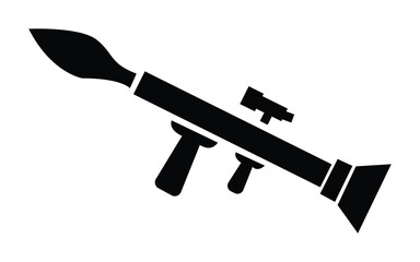 Black silhouette of a rocket launcher isolated on white background