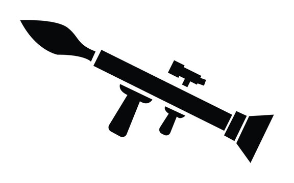 Black silhouette of a rocket launcher isolated on white background