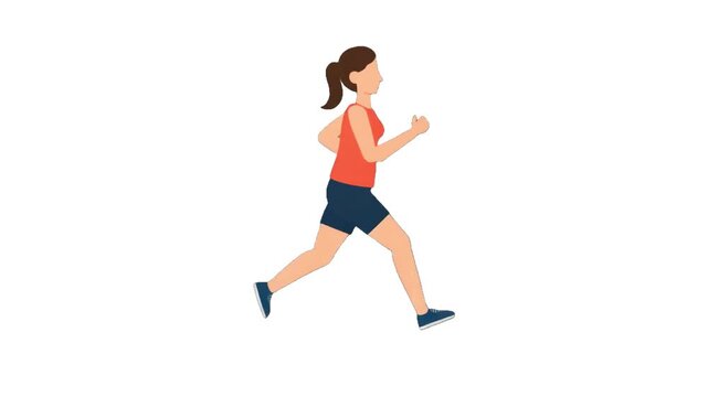 Minimal cartoon character running in a smooth seamless loop side view with clean outline and simple flat colors on a with out  background, consistent steps 3-second perfect animation loop