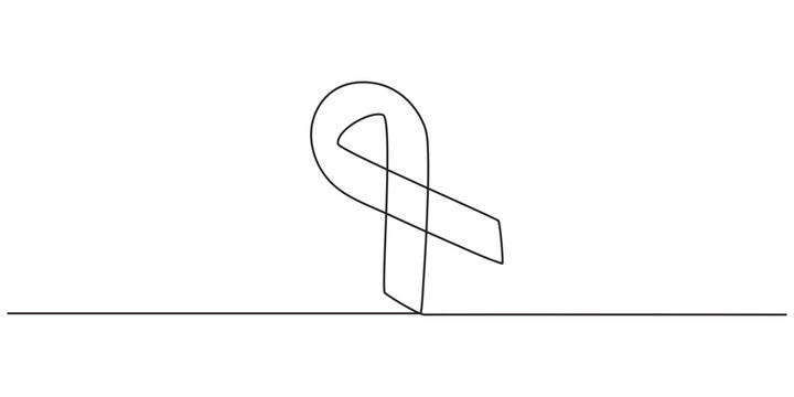 AIDS awareness band World AIDS day one line art drawing Continuous one line drawing, AIDS awareness ribbon, poster banner Doodle vector illustration, AIDS Awareness Month.