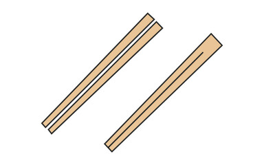 Two wooden chopsticks for eating asian food isolated on white background