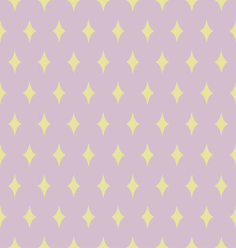 Magical stars seamless pattern in pastel pink and green colors, geometric background. Vector illustration