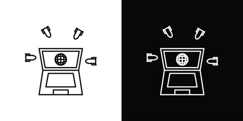 Ddos icons vector. doodle. on a white background.