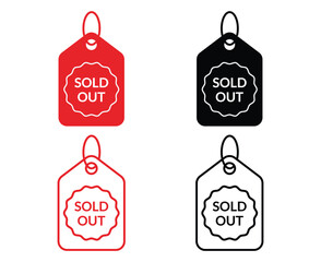 Sold out icon sticker. Sold out icon label. Sold seals icon. Sold out icon tag. Sticker sold out icon