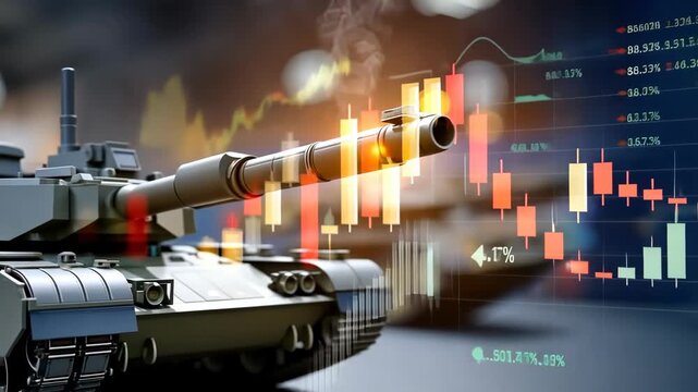 Tank maneuvering through market data analysis highlighting economic trends and military implications