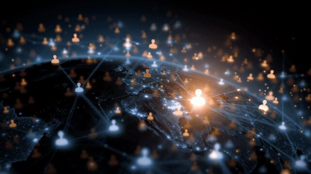 Visual representation of global network connections, illustrating digital data exchange and communication. - Powered by Adobe