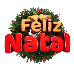 Feliz Natal Selo 3D Para Composi&ccedil;&atilde;o  Merry Christmas 3D Stamp for Composition