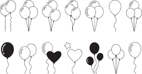 Balloons icon vector set. Birthday illustration sign collection. Celebration symbol. event logo