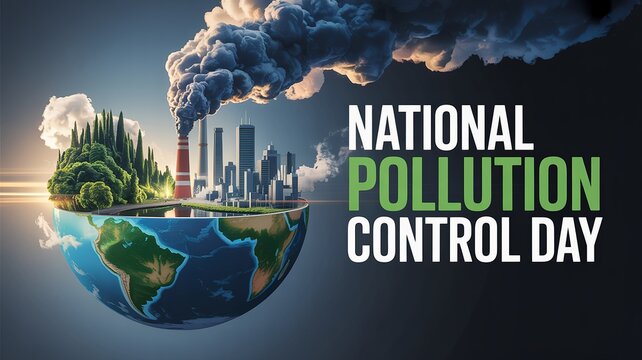 Environmental awareness design showing threatened Earth demanding urgent pollution control.