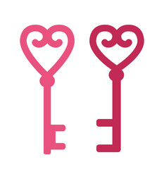 Set of valentine's day heart shape key flat vector illustration.
Love key element clipart.
White background.