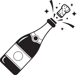 Champagne icon. Black silhouette of a champagne bottle. Iconography. Vector