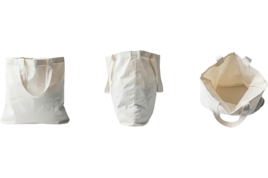 Canvas Tote Bags Eco Friendly Shopping Bags Reusable Merchandise Bags Natural Fabric Totes on transparent background