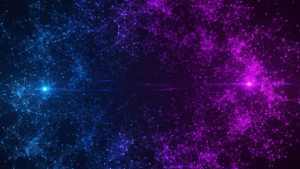 Blue and purple glowing network points connected by lines abstract background