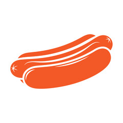 Sausage Icon Meat Food Solid Style BBQ Grill Vector Illustration