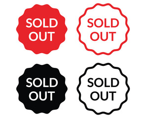 Sold seals icon. Sold out icon stamp. Sticker sold out icon