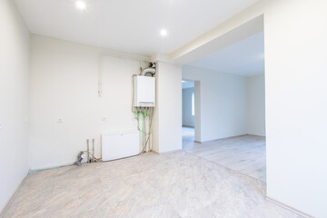 Bright Freshly Renovated Interior Room Featuring White Walls and Clean Modern Floors. New Construction Home Interior