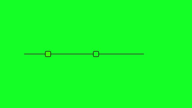 Animation Minimal black Timeline with Three Circular Points on Green Background. Animated moving line with appearing 3 checkpoints as circles.