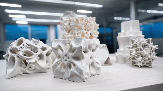 Focus on unique zirconium metal casting design displayed on a workbench emphasizing intricate shapes and innovative molding techniques.