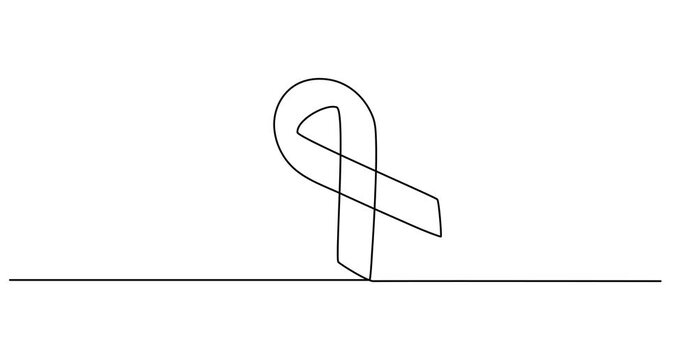 Animated self drawing of AIDS awareness band World AIDS day one line art drawing Continuous one line drawing, AIDS awareness ribbon, poster banner Doodle vector illustration, AIDS Awareness Month.