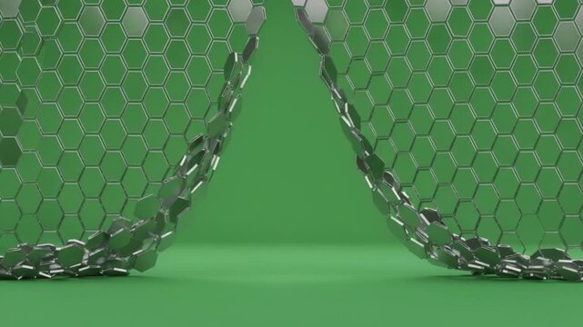 Deconstruction of hexagon: A detailed representation showcases a hexagon being deconstructed with precision. This is a scientific exploration of a common geometric shape.