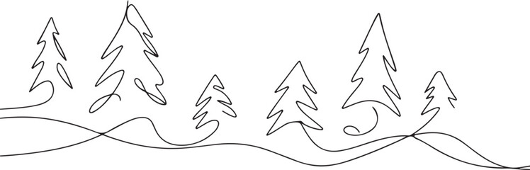 Christmas trees line art vector decoration,background, invitation