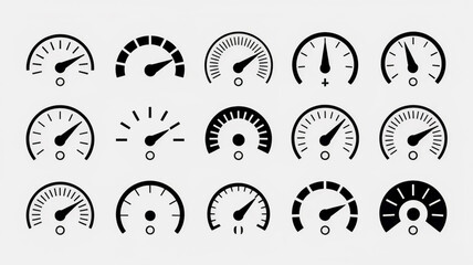 Speedometer gauge collection, performance measurement indicators