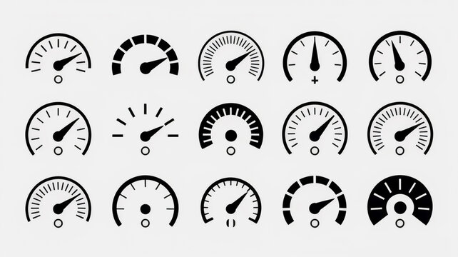 Speedometer gauge collection, performance measurement indicators