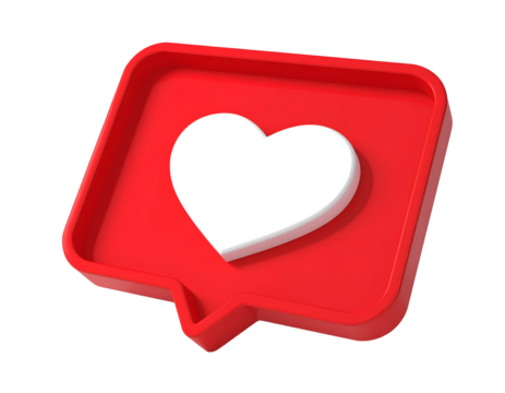 Red heart notification bubble with a white heart inside
