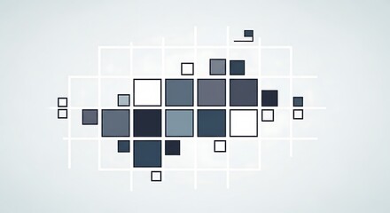 Geometric mosaic background with grey squares