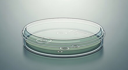 Petri dish with lid on gray background