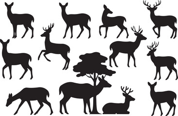 Deer vector silhouettes Illustration design