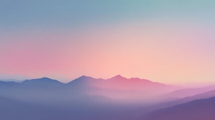 Serene mountain range at dawn soft pastel colors creating a peaceful landscape ideal for backgrounds and inspirational designs