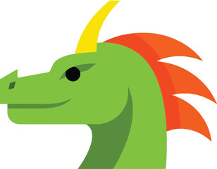 Green dragon head icon flat design