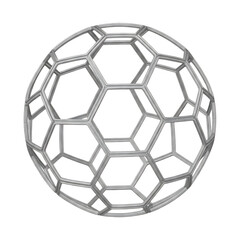 Fototapeta premium Geometric wireframe sphere with hexagonal and pentagonal mesh structure isolated on transparent background
