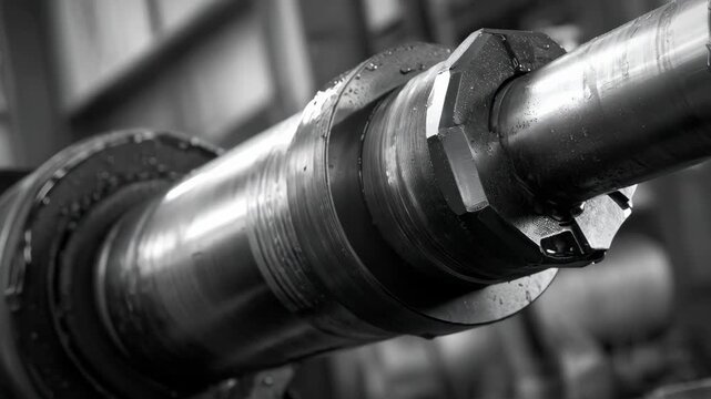 Closeup of a medium shot showcasing nanoparticle infused coating application improving wear resistance on a metallic surface in an industrial setting.