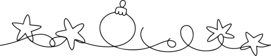 Merry Christmas decoration. Continuous one line art