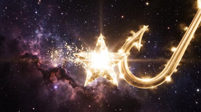 Cosmic fishing hook in nebula artistic visualization of concepts