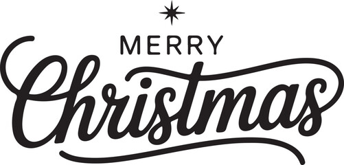 Fototapeta premium Merry Christmas elegant calligraphy and Bethlehem star. Holy night vector handwriting concept for xmas greeting card or church service invitation