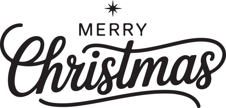 Merry Christmas elegant calligraphy and Bethlehem star. Holy night vector handwriting concept for xmas greeting card or church service invitation