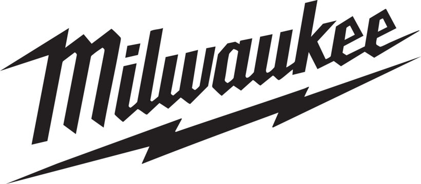 The iconic Milwaukee Tool logo features the brand name in a stylized font with a bold lightning bolt design.
