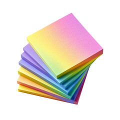 Vibrant stack of multicolored square adhesive memo pads fanned out, perfect for office, school, or creativity.