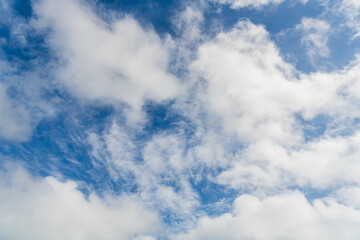 Fototapeta premium Cloud in the sky. Background with cloud. Gloomy sky with overcast clouds. Skyscape and cloudscape. Sky with clouds. Cloudy skyscape background. Cloudscape sky background. Moving clouds