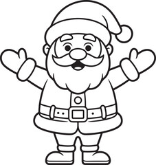 outlined cheerful santa
