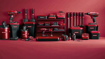 Discover an extensive range of innovative power tools and accessories ideal for various projects and tasks, all in one organized display