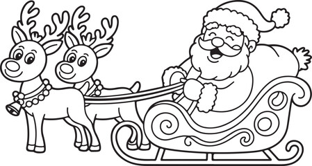 Outlined Santa sleigh