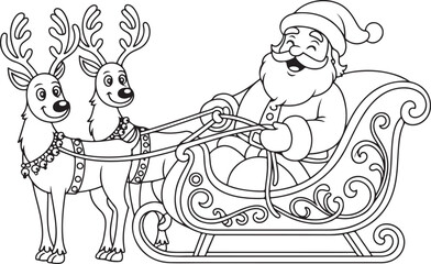 Outlined Santa sleigh