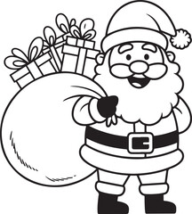 Outlined Santa with sack