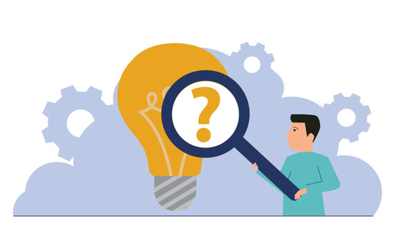 A man explores new ideas. Creativity, innovation, and brainstorming concept.