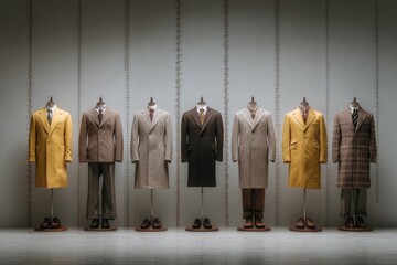 Clothing Size Conformity Tests Displayed With a Range of Styles in a Contemporary Showroom Generative AI